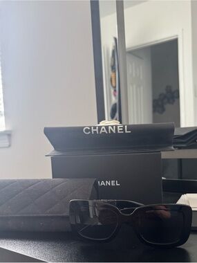 CHANEL Black Oversized Square Sunglasses